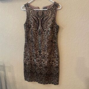 Vince Camuto Black and Gray Sheath Mini Dress